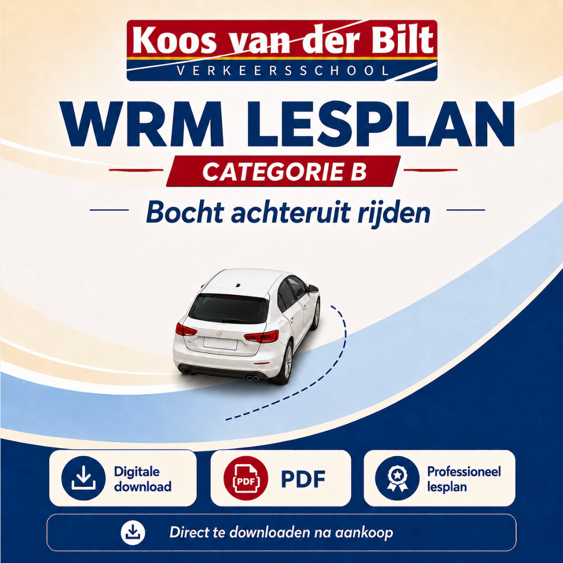 Lesplan WRM categorie B keren bocht achteruit rijden
